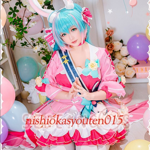 初音ミク コスプレ ミク コスプレ Miku コス 初音 14周年誕生日 ウサギ ...